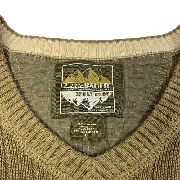 Eddie Bauer Sport Shop V-Neck Sweater Vest Olive Green Large - Picture 4 of 7